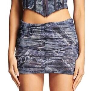 I.AM.GIA Mini Skirt Ruched Blue Green Size Small